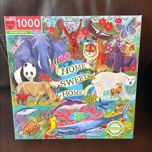 Eeboo planet Earth Colorful Animal Jigsaw Puzzle. 1000 pieces.  Complete /poster